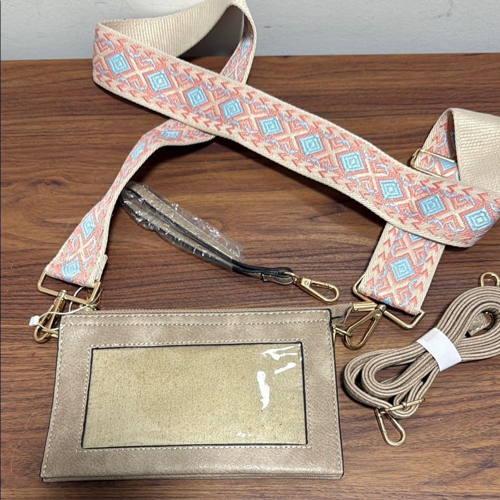 NWOT Lazy Frog Vegan Leather Wristlet Crossbody Bag 3 Compartments & 3 Straps. - Picture 2 of 7